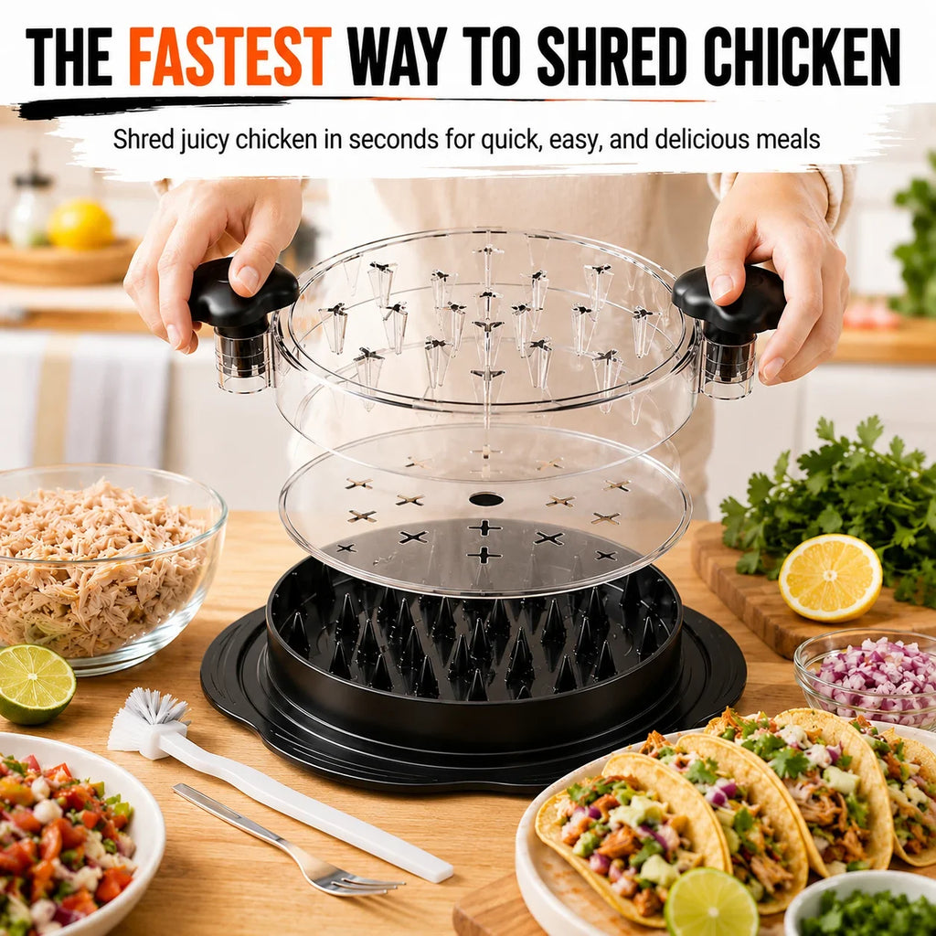 3-Piece Chicken Meat Shredder Set with Silicone Mat & Fork