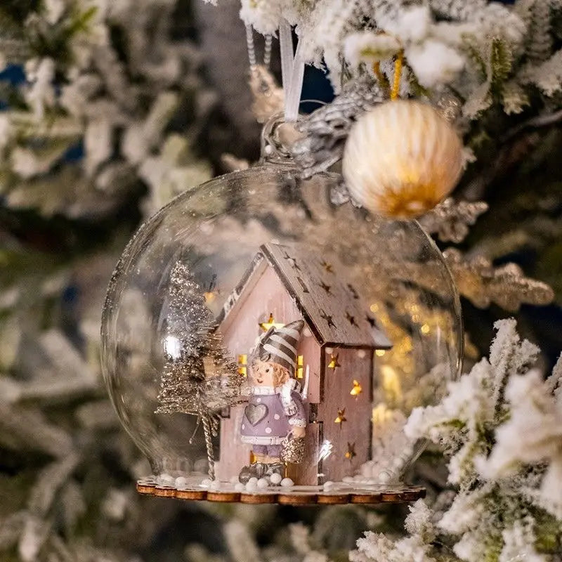 Christmas Micro Landscape Glass Ball Condole Tree Hanging Light