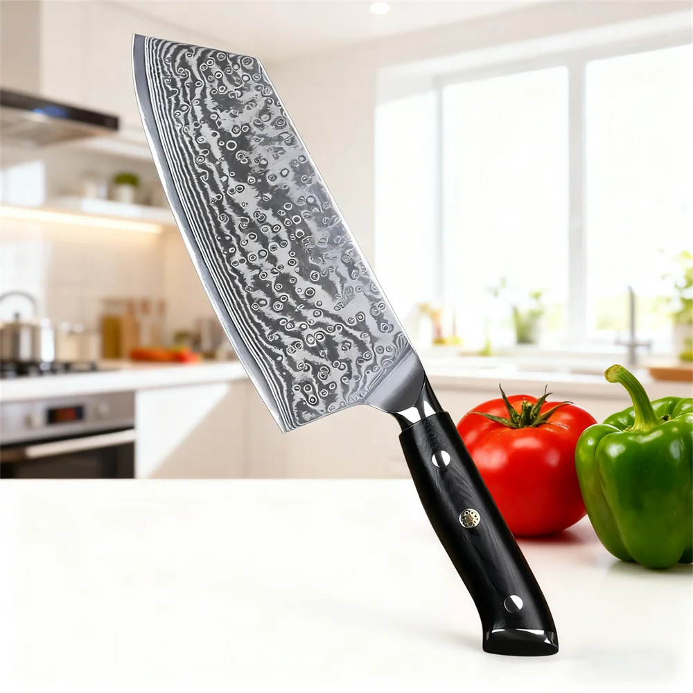 67-Layer Damascus Steel Chef Cleaver Knife – Sharp 19.3cm