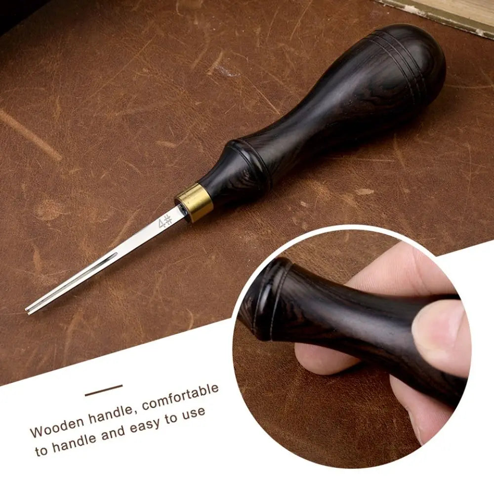 Leather Edge Beveler – Wooden Handle Skiving Tool for Crafters