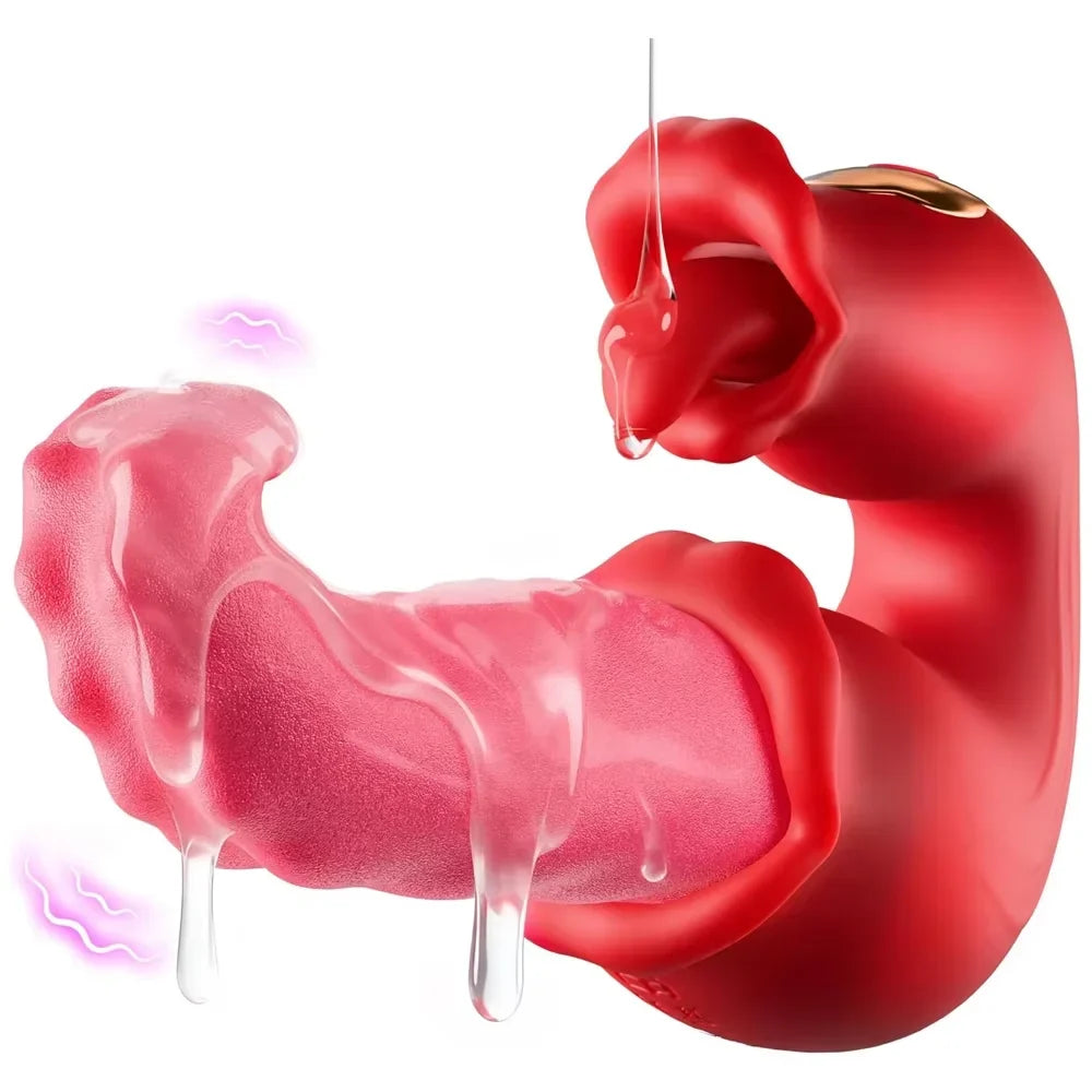 Tongue Licking Vibrator Female Powerful G-spot Vagina Massager Dildo