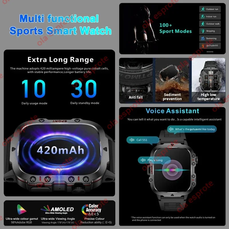 Military Smart Watch Women 3ATM Outdoor Sport GPS Fitness Tracker