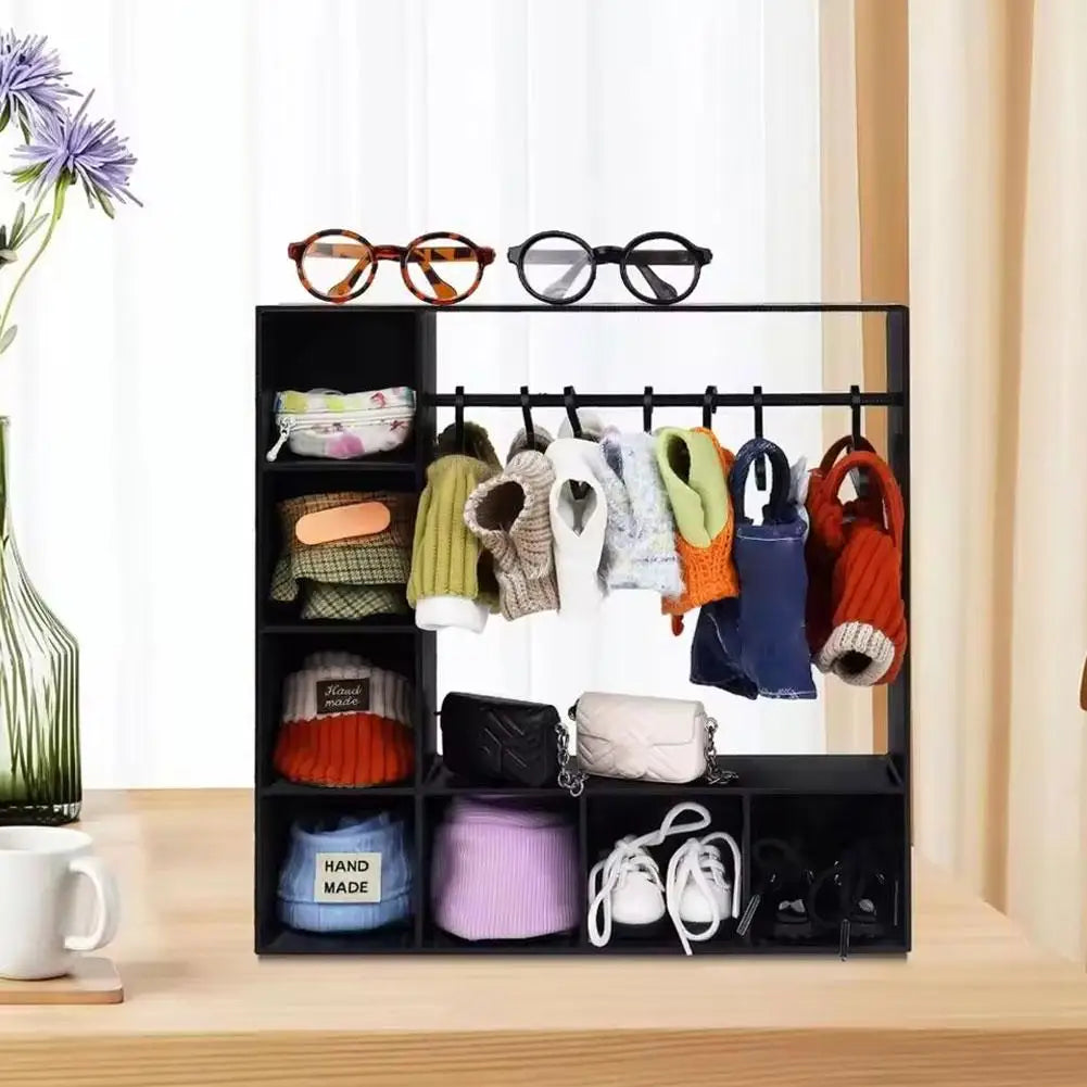 Doll Wardrobe Closet with 10 Hangers – Portable Storage Box