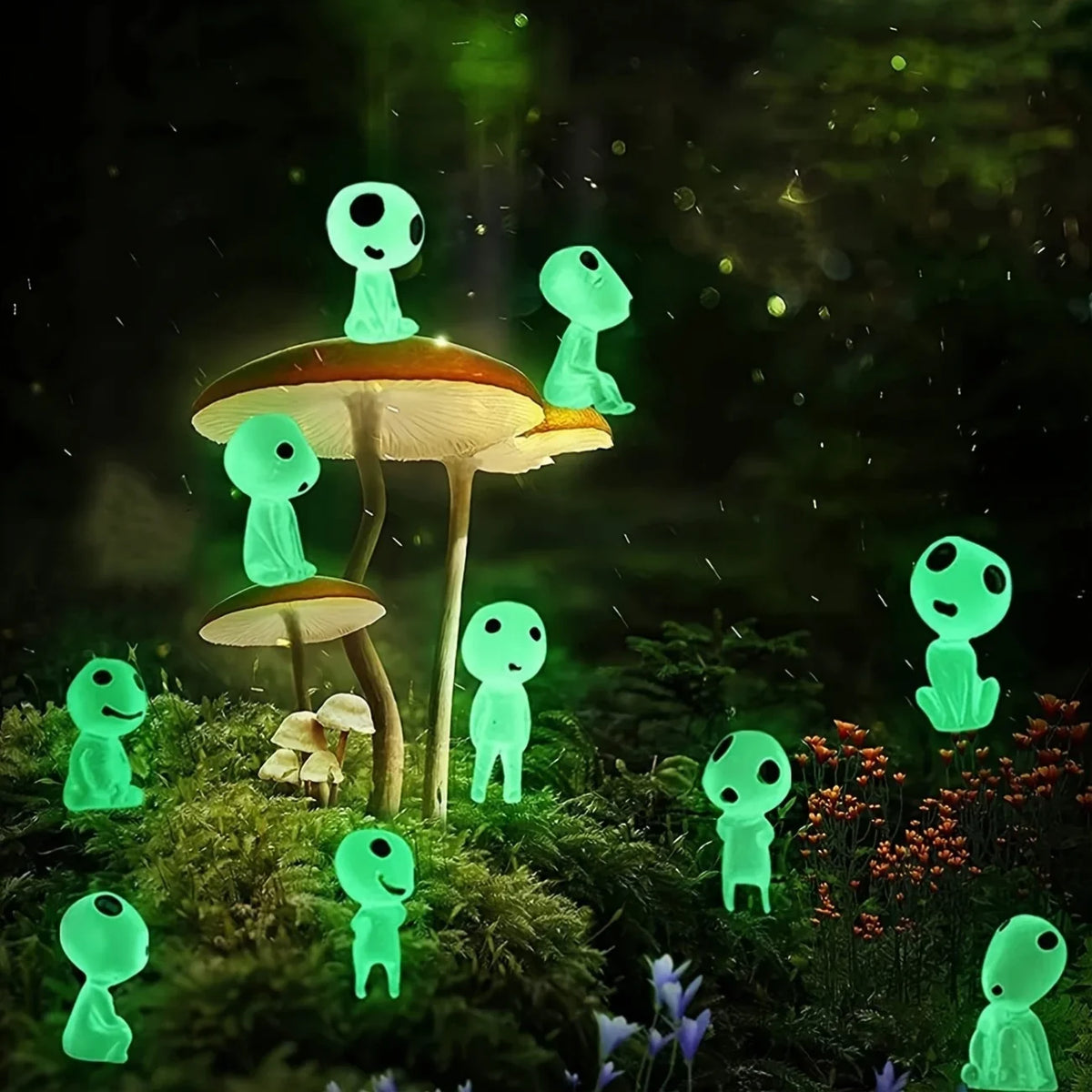 10-Pack Glow-in-the-Dark Tree Elf Resin Figures | Garden Décor