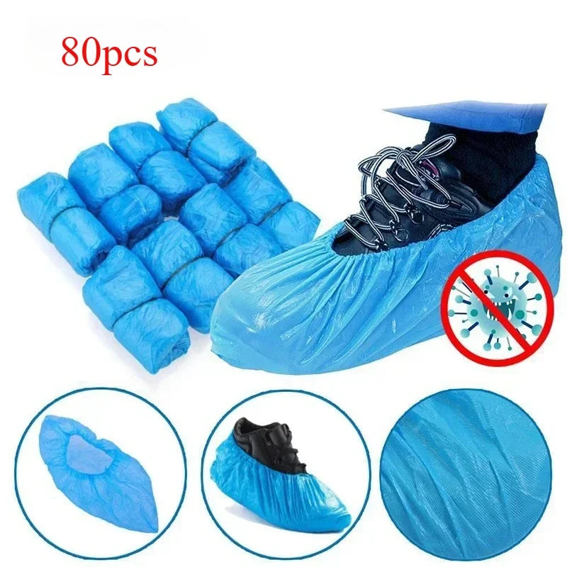 40- Disposable Waterproof Shoe Cover Plastic Non-slip Foot Indoor PE