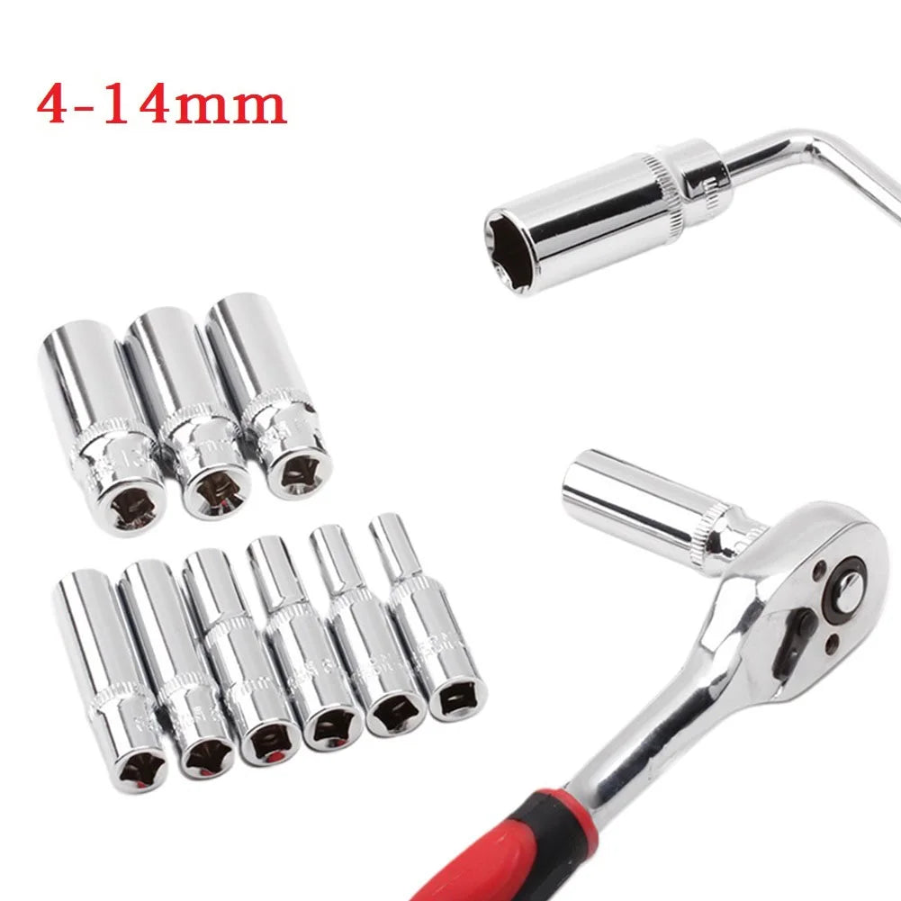 4- Deep Socket Adapter 1 Hex Wrench Heads Ratchet Sleeve Nozzles Nut