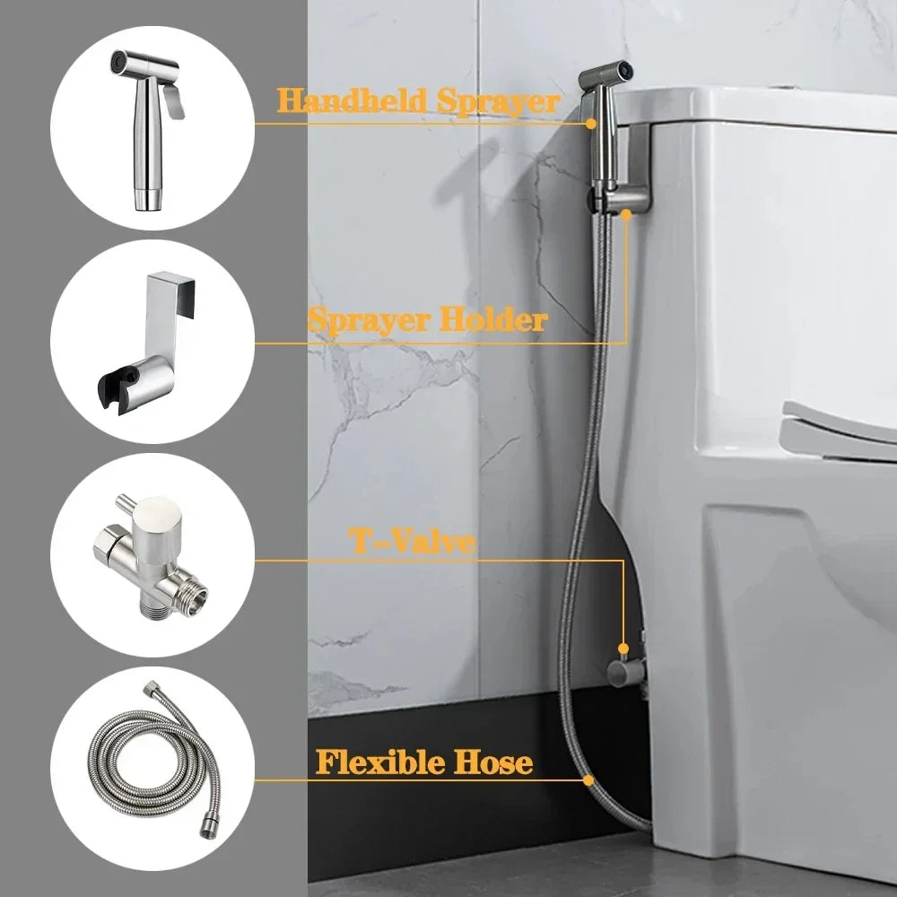Handheld Bidet Sprayer Set – Stainless Steel Toilet Sprayer Kit