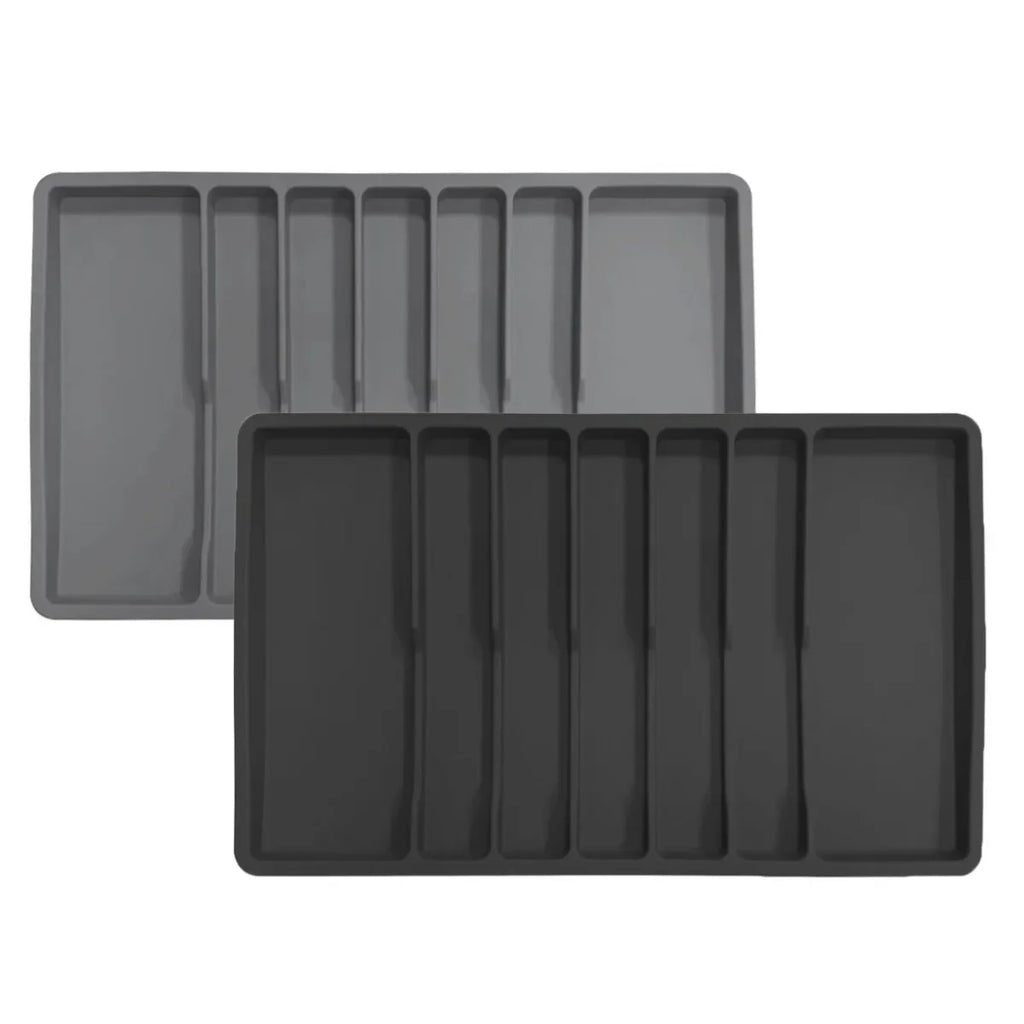 Non-Slip Silicone Cutlery Tray – 7-Compartment Drawer Organizer