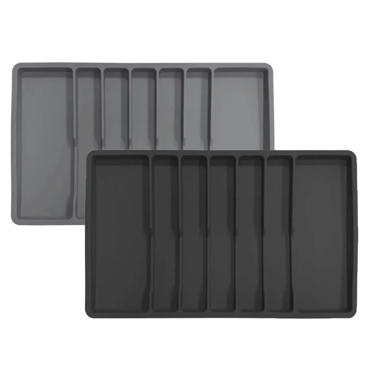 Non-Slip Silicone Cutlery Tray – 7-Compartment Drawer Organizer