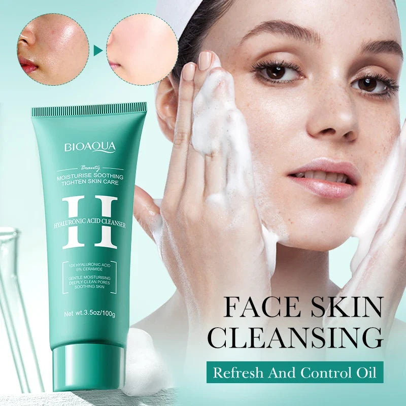 BIOAQUA Hyaluronic Acid Facial Cleanser – Moisturizing Foam Wash