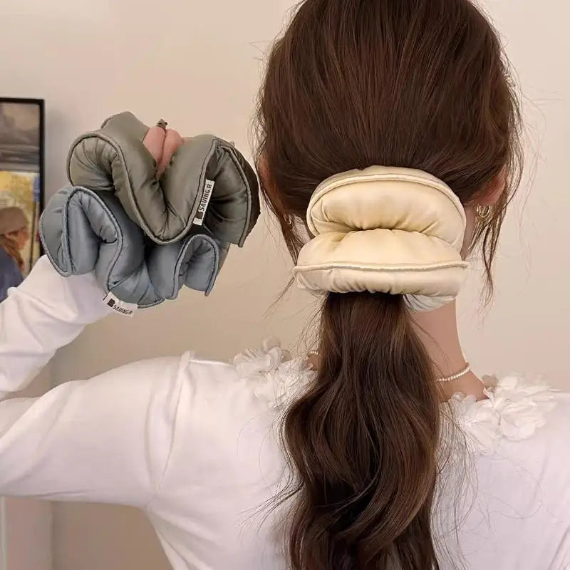 Satin Sponge Hair Scrunchies – Soft Elastic Ponytail Holders