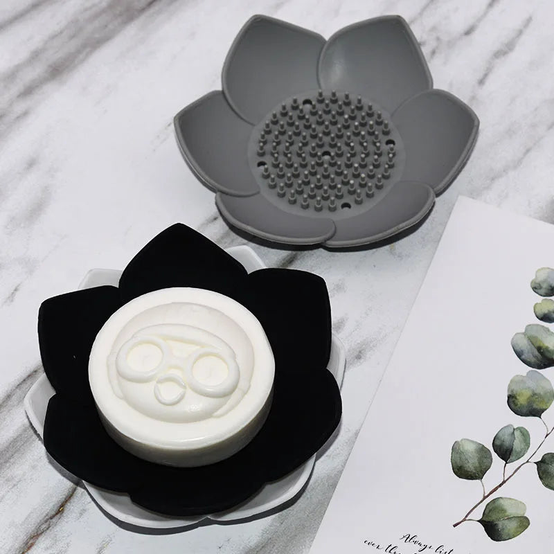 Lotus Silicone Soap Dish with Drainage | Bathroom Soap Holder