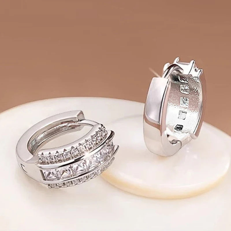 Huitan Princess CZ Hoop Earrings – Colorful & White Cubic Zirconia