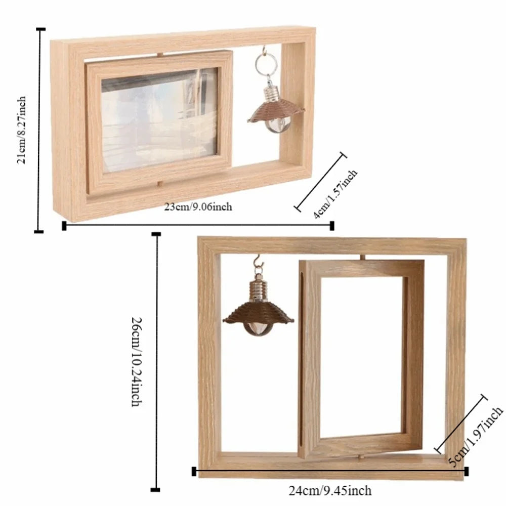 Double-Sided Rotating Wooden Photo Frame | Flip Design