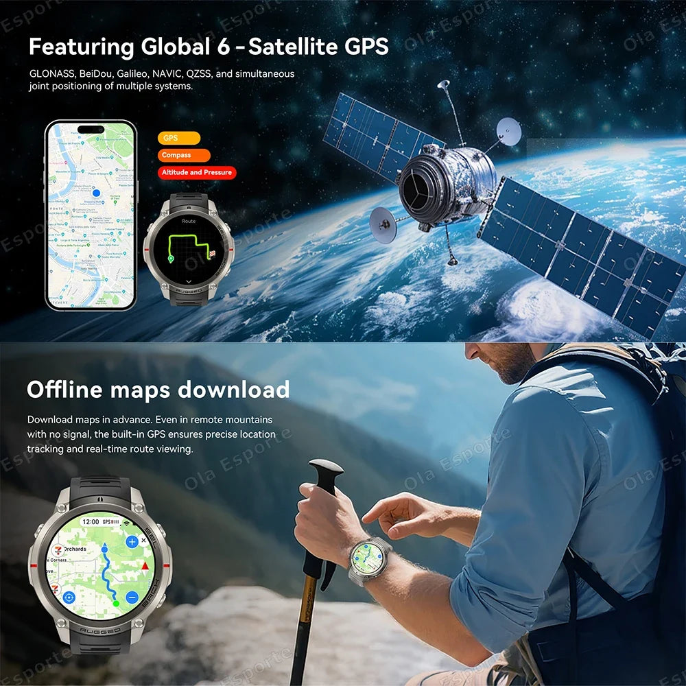 Ola Esporte GPS Smartwatch AMOLED 5ATM 170+ Sports Modes