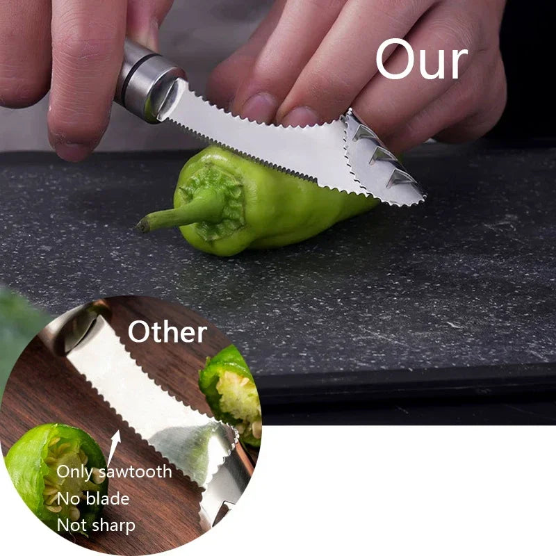 Stainless Steel Chili Corer Pepper Seed Remover Bitter Gourd Core