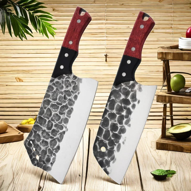 Forged Stainless Steel Kitchen Knife Set – Cleaver & Slicer