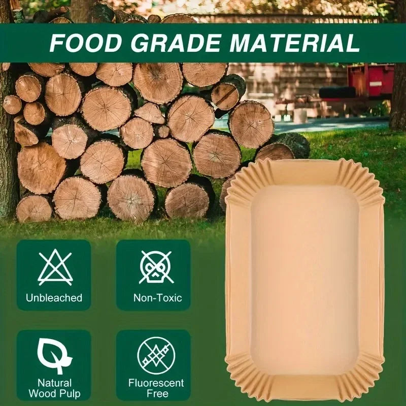 Extra Large Rectangular Paper Air Fryer Liners – Non-Stick