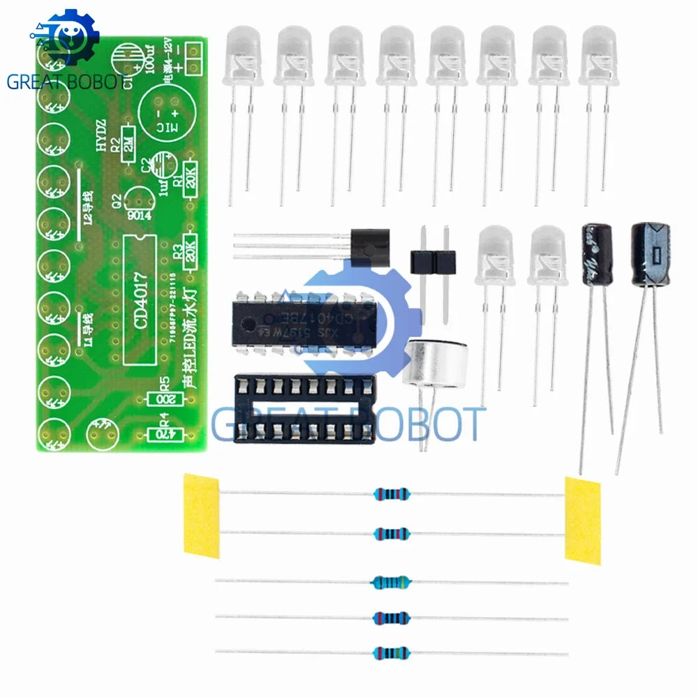 Voice-Activated LED Water Light Kit – CD4017 DIY Electronics