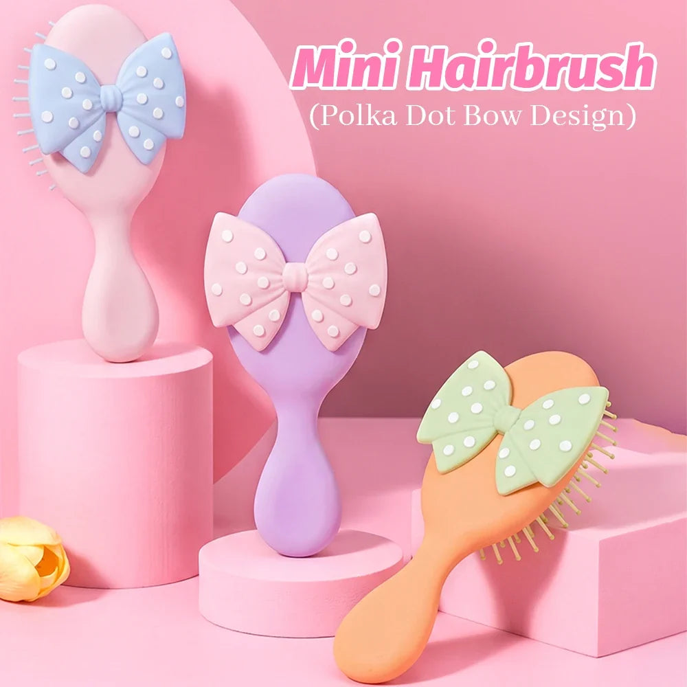 Mini Polka Dot Bow Air Cushion Hair Brush – Detangling Comb