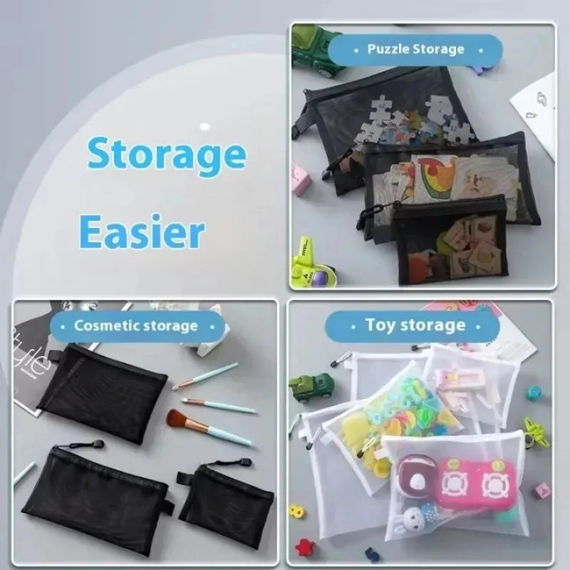 Transparent Mesh Storage Bags Zipper Lego Blocks Puzzle&toy