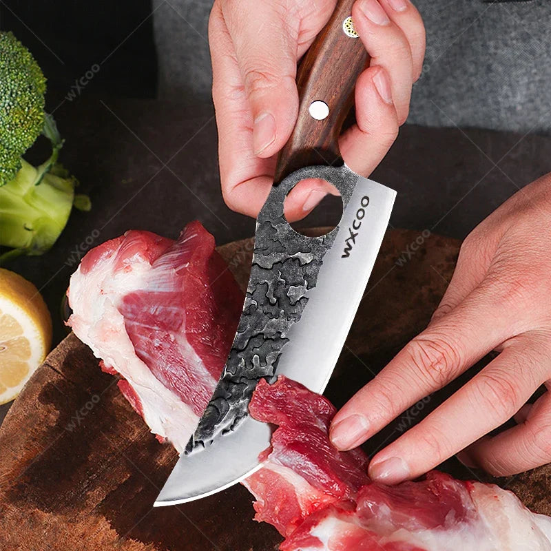Hand-Forged Kitchen Knife Set 1-3pc | Stainless Steel + Cover