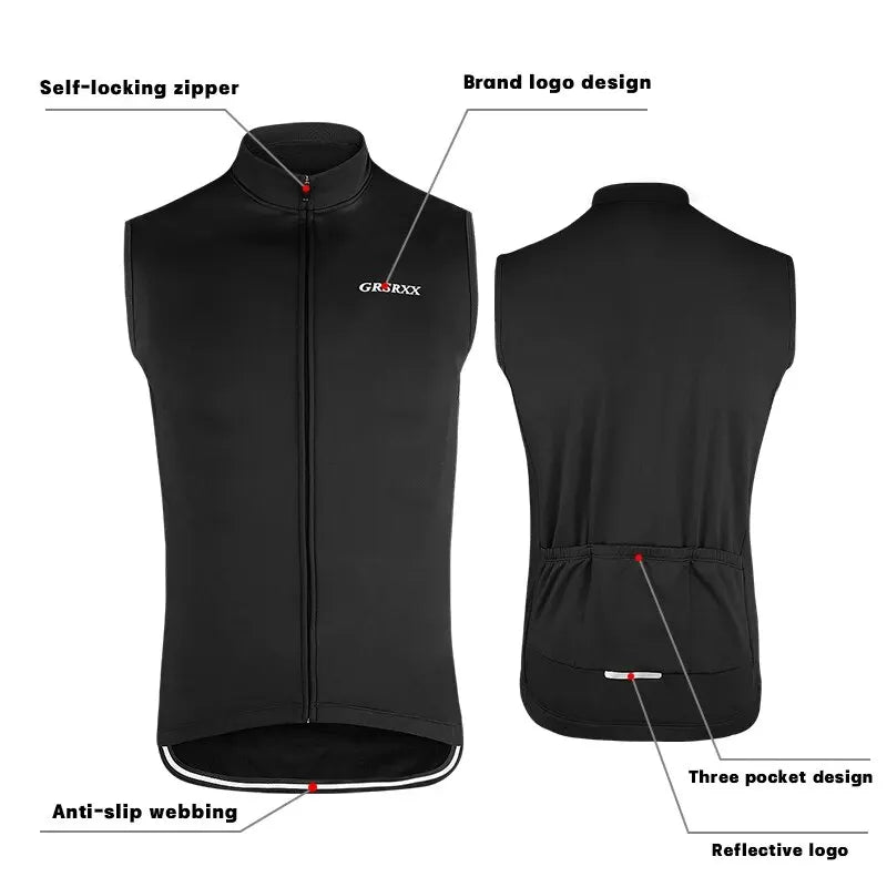 GRSRXX Thermal Fleece Cycling Vest – Windproof MTB Gilet