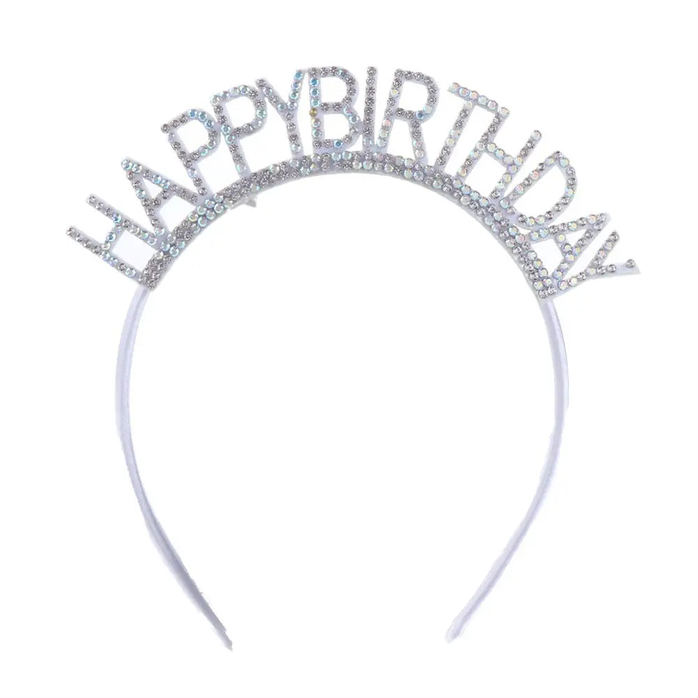 Rhinestone Crown Happy Birthday Headband – Queen Hair Hoop