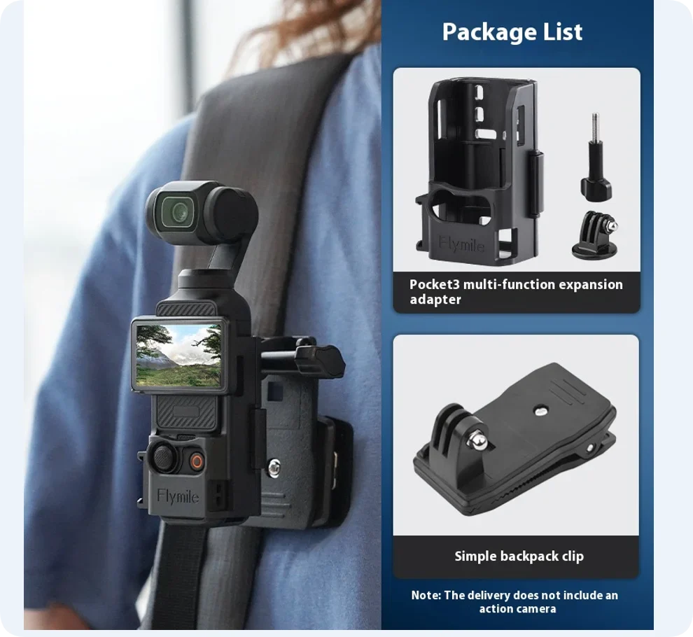 DJI Osmo Pocket 3/4 Extension Bracket Frame + Cold Shoe