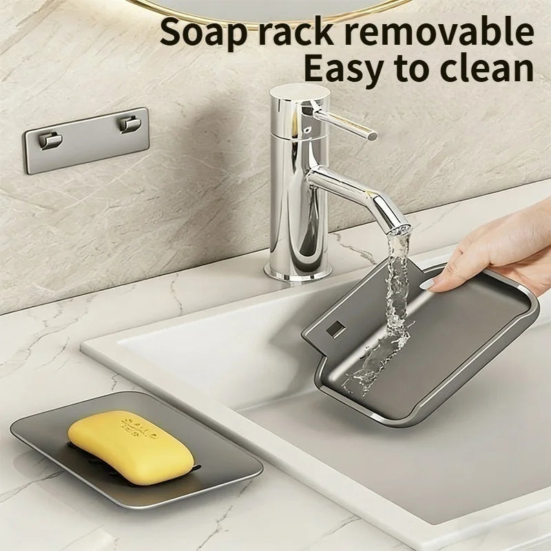 Corner No-Drill Bathroom Rack – Wall-Mounted Soap Storage Holder