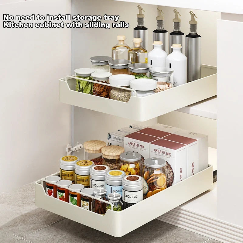 Pull-Out Cabinet Organizer Rack | Spice & Kitchen Drawer