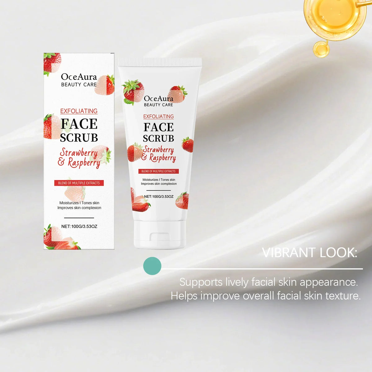 OceAura Strawberry Facial Scrub | Exfoliate, Brighten & Clear Pores