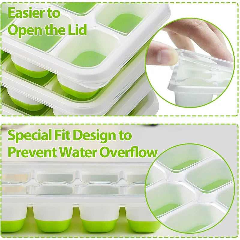 14-Grid Silicone Ice Cube Tray | Square Mold for Bar & Home