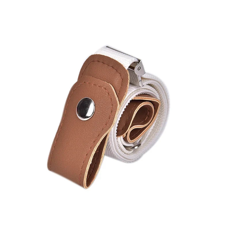 Kids Buckle-Free Stretch Belt – Adjustable Faux Leather Waistband
