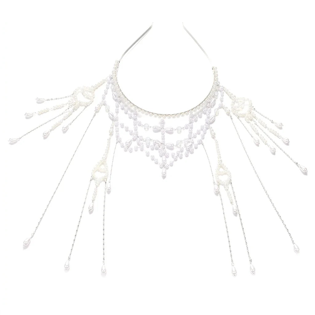 Pearl Headband with Detachable Tassels | Wedding Hair Accessory