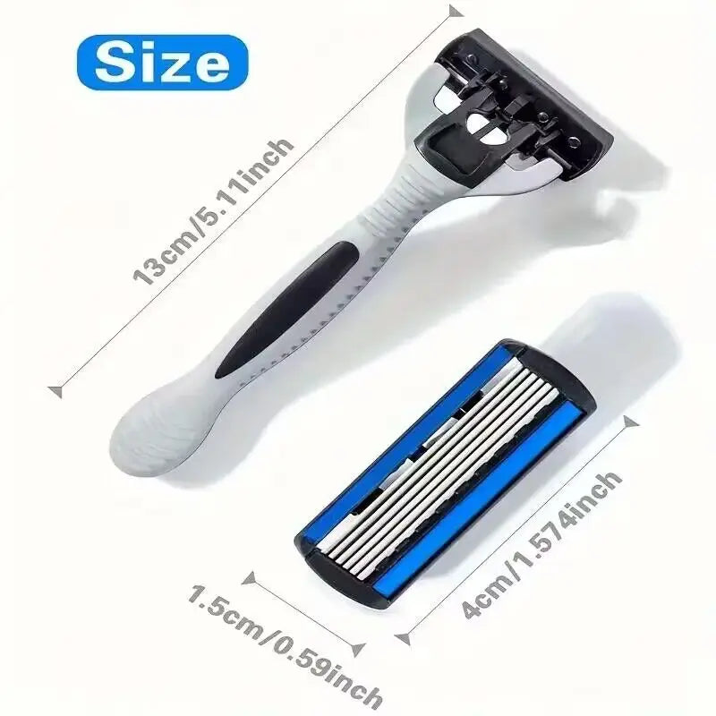 Men's 6-Layer Stainless Steel Safety Razor – Replaceable Head