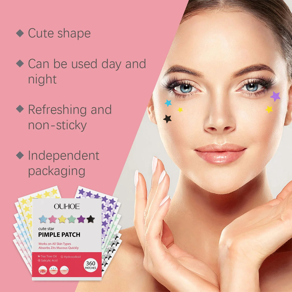 Star-Shaped Hydrocolloid Pimple Patches 360pc | Acne Dots