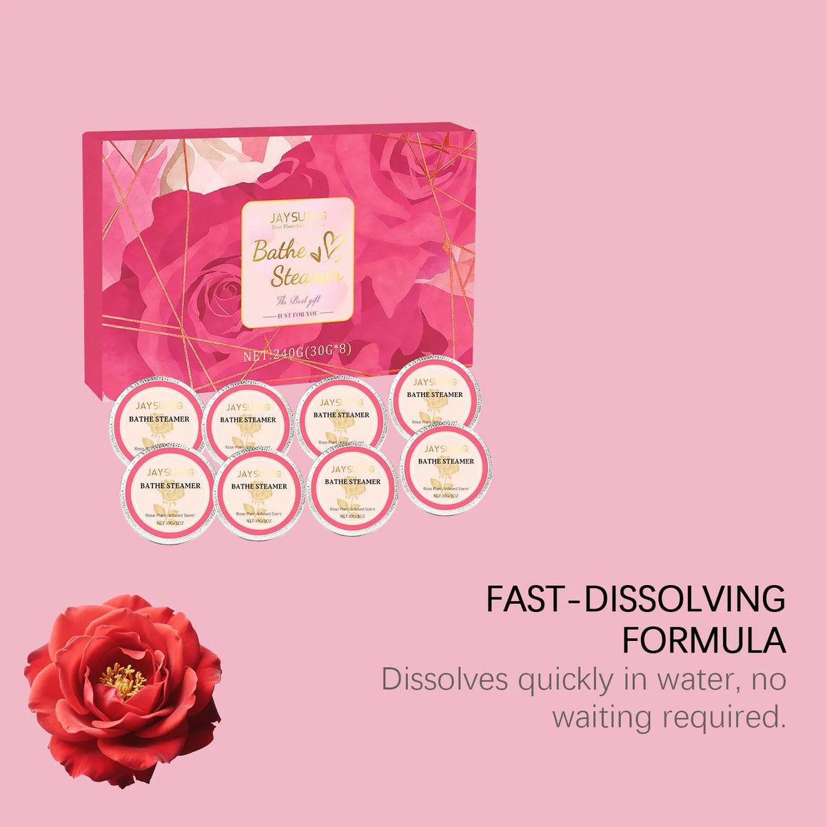 Jaysuing Rose Aromatherapy Shower Tablets 8-Pack Steamer