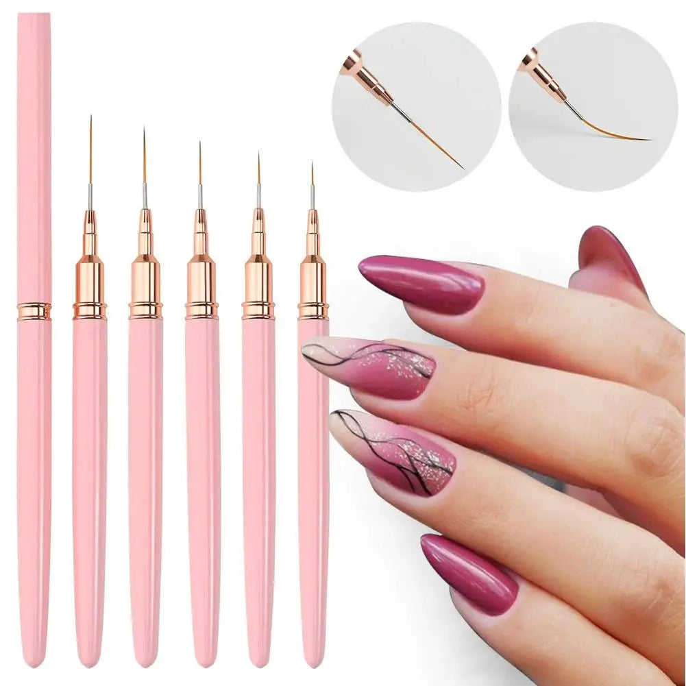 5-Piece Nail Art Liner Brush Set – UV Gel & Detail Painting