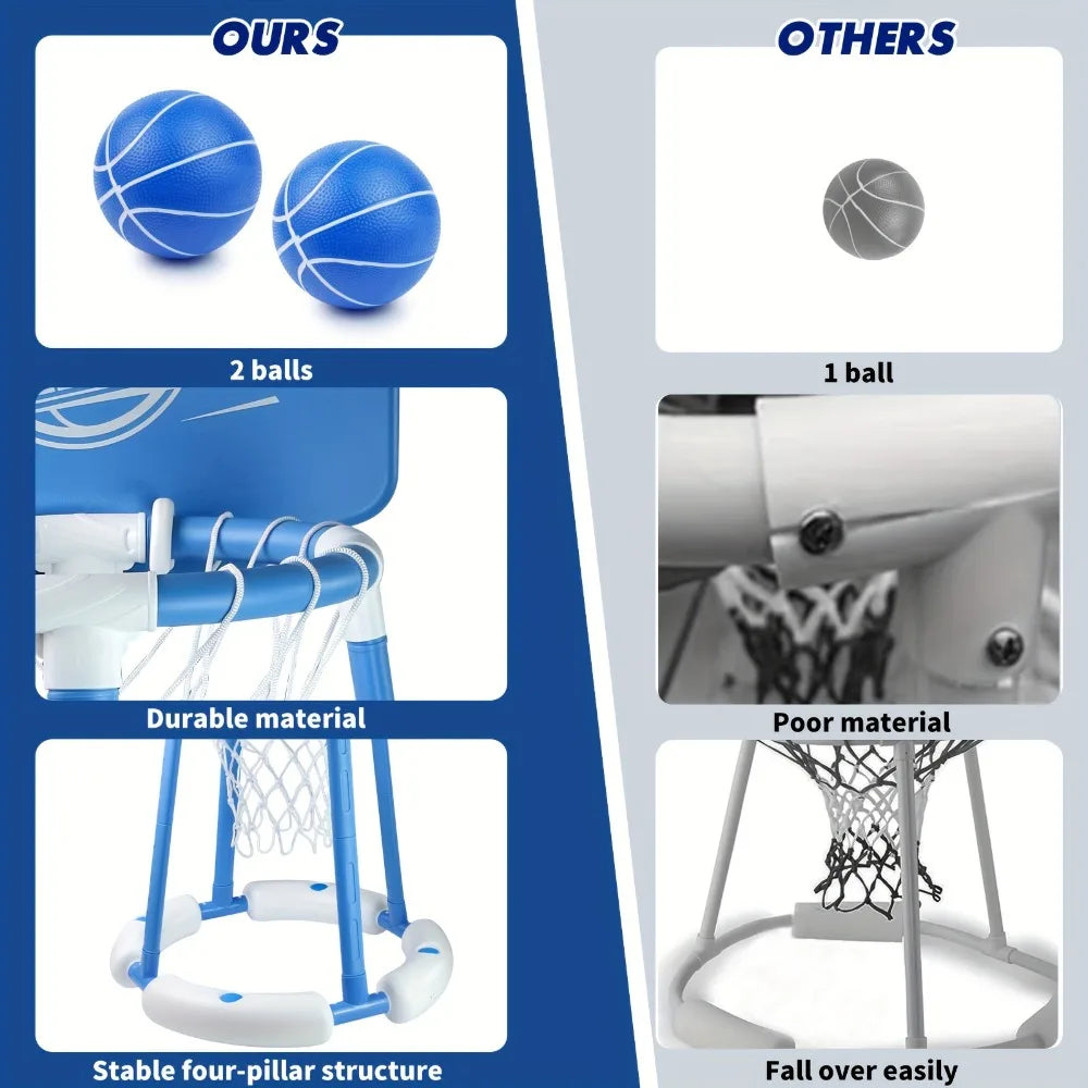 Floating Pool Basketball Hoop Set with Balls | Kids & Adults