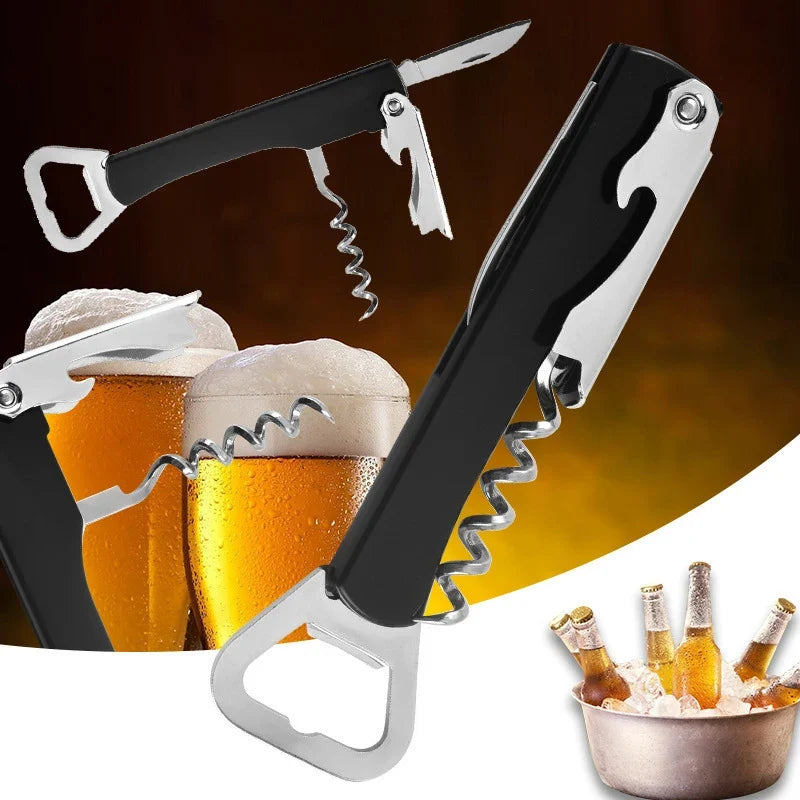 Multi Functional Red Wine Bottle Opener Beer Plastic 4-In-1