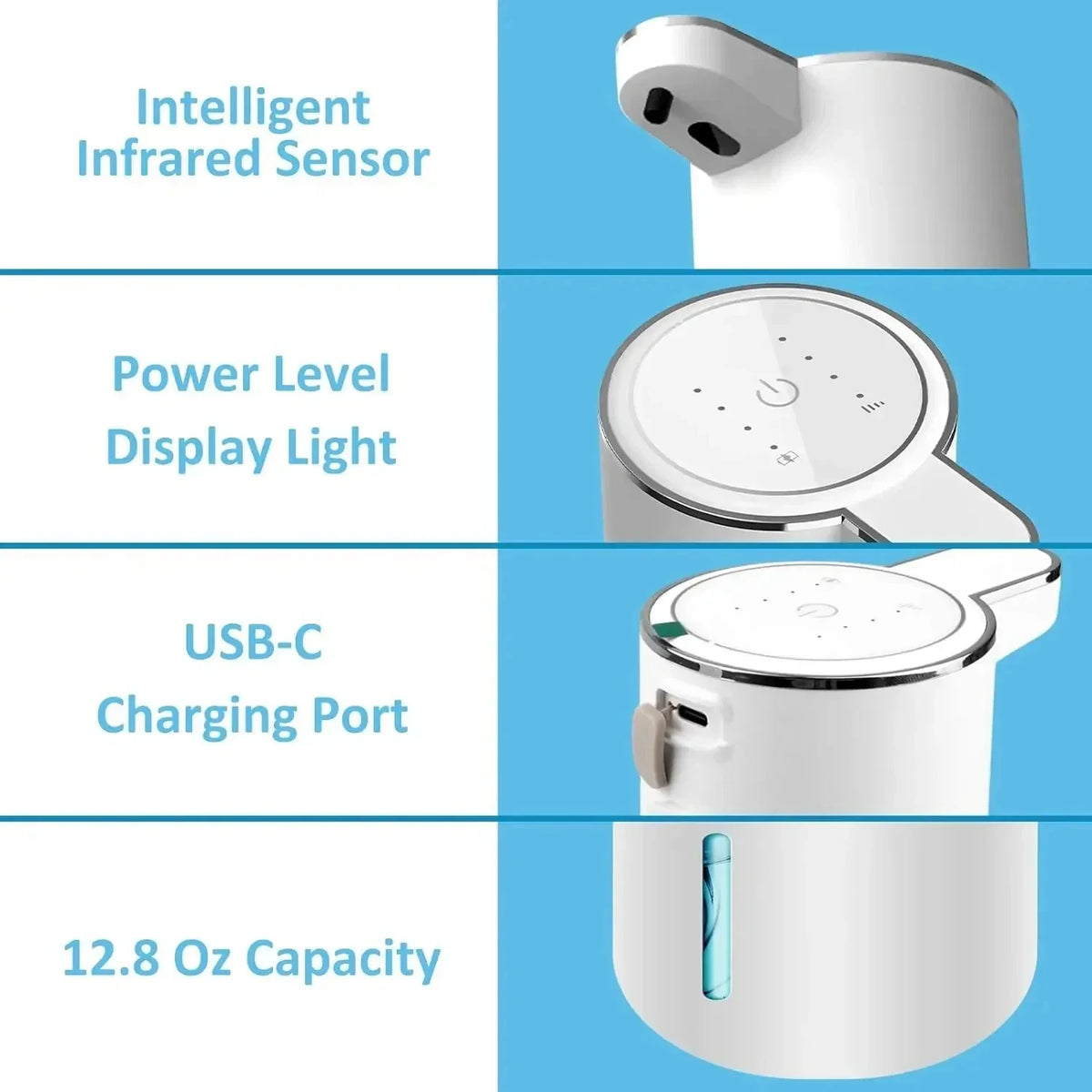HOMEFISH Touchless Foaming Soap Dispenser 380ml USB Rechargeable