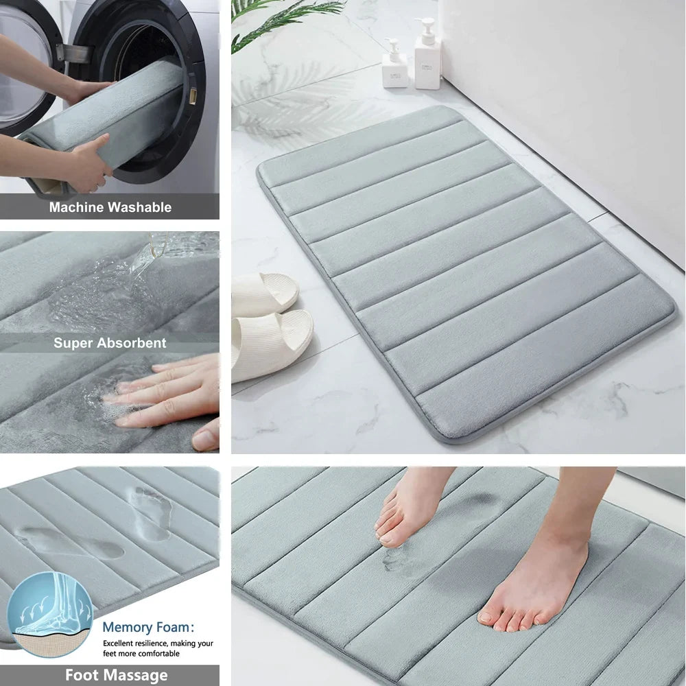 Memory Foam Bath Mat – Non-Slip Super Absorbent Bathroom Rug