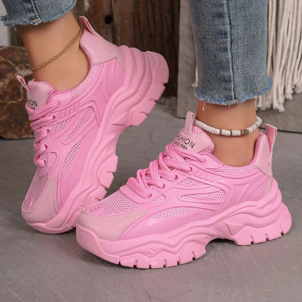 Women's Chunky Platform Sneakers – Lightweight Fashion Tennis Shoes