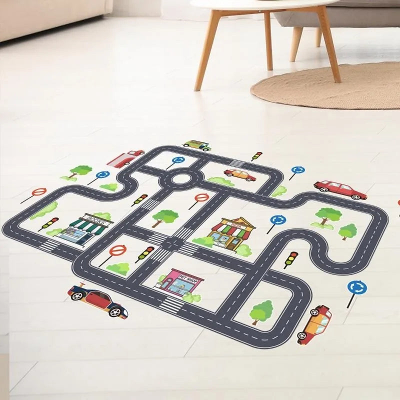 Car Road Signs Kids Wall & Floor Stickers – Self-Adhesive