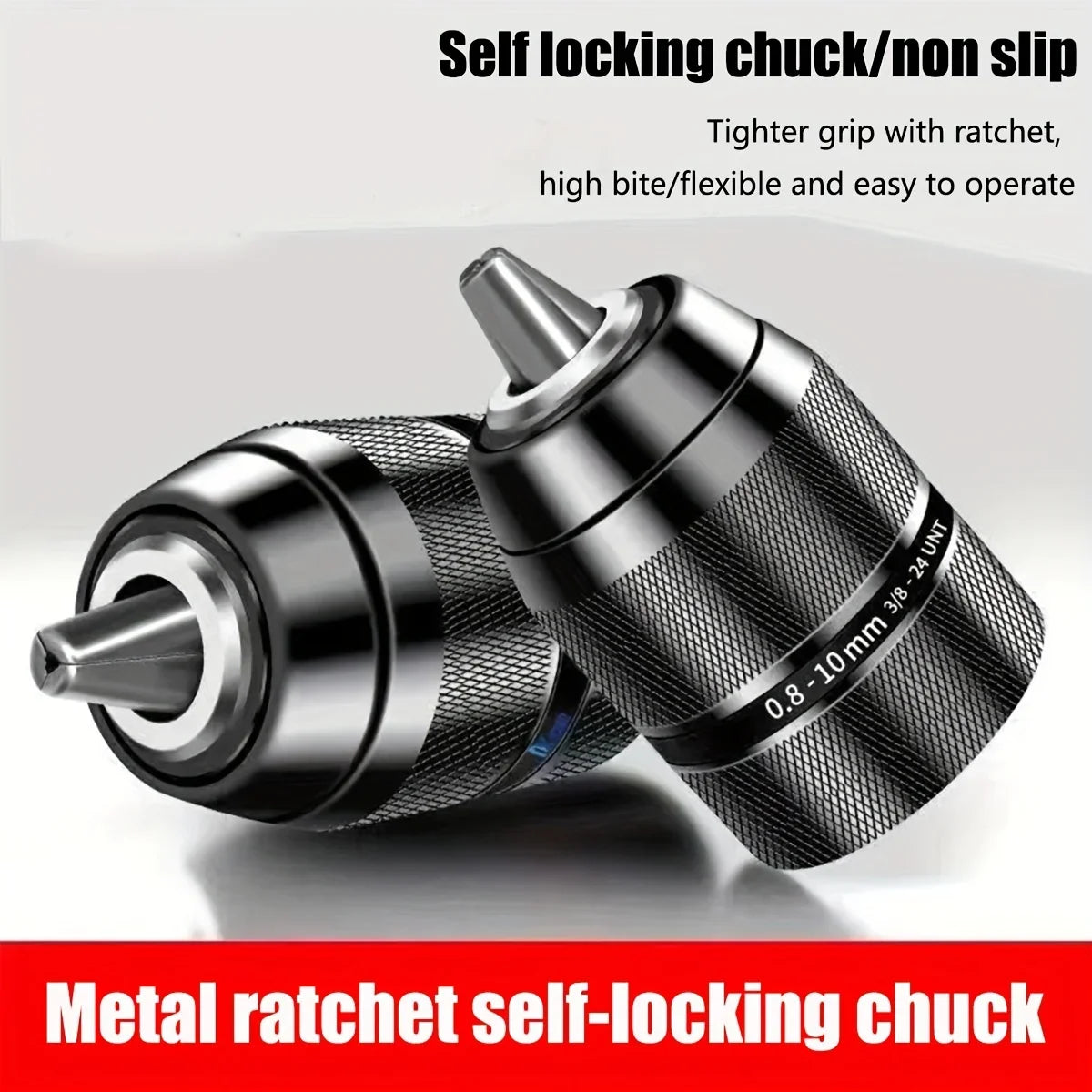 0 8- Metal Ratchet Self-locking Drill Chuck 3 8 24UNF Keyless Bit
