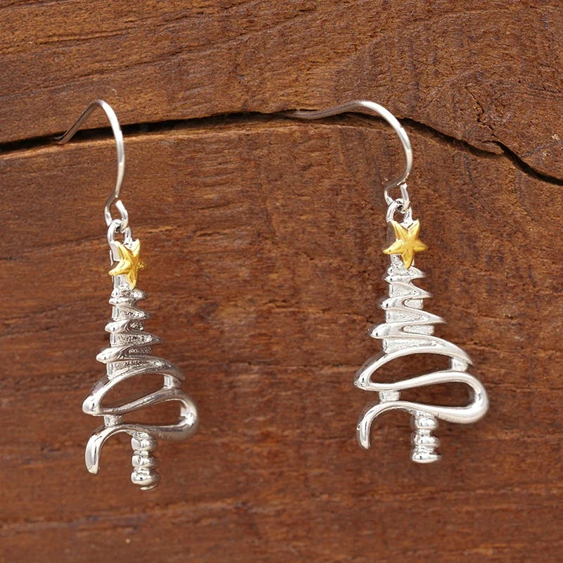 Huitan Christmas Tree Drop Earrings – Star Dangle for Women
