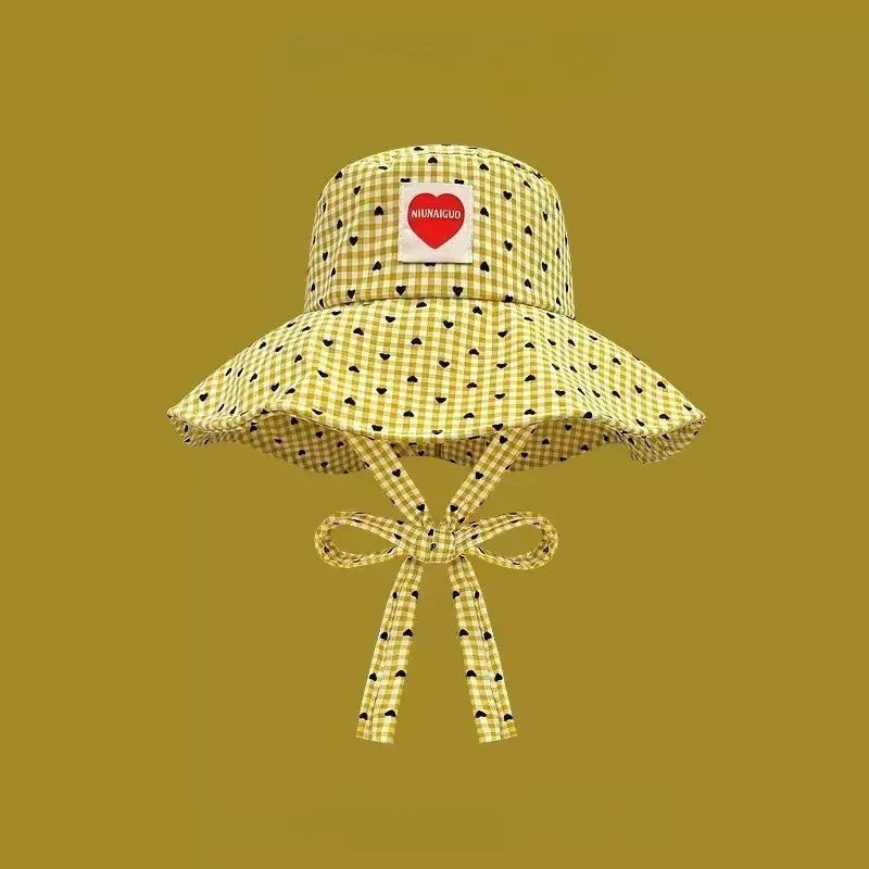 Women's Wide Brim Sun Hat – UV Plaid Beach Hat & Chin Strap