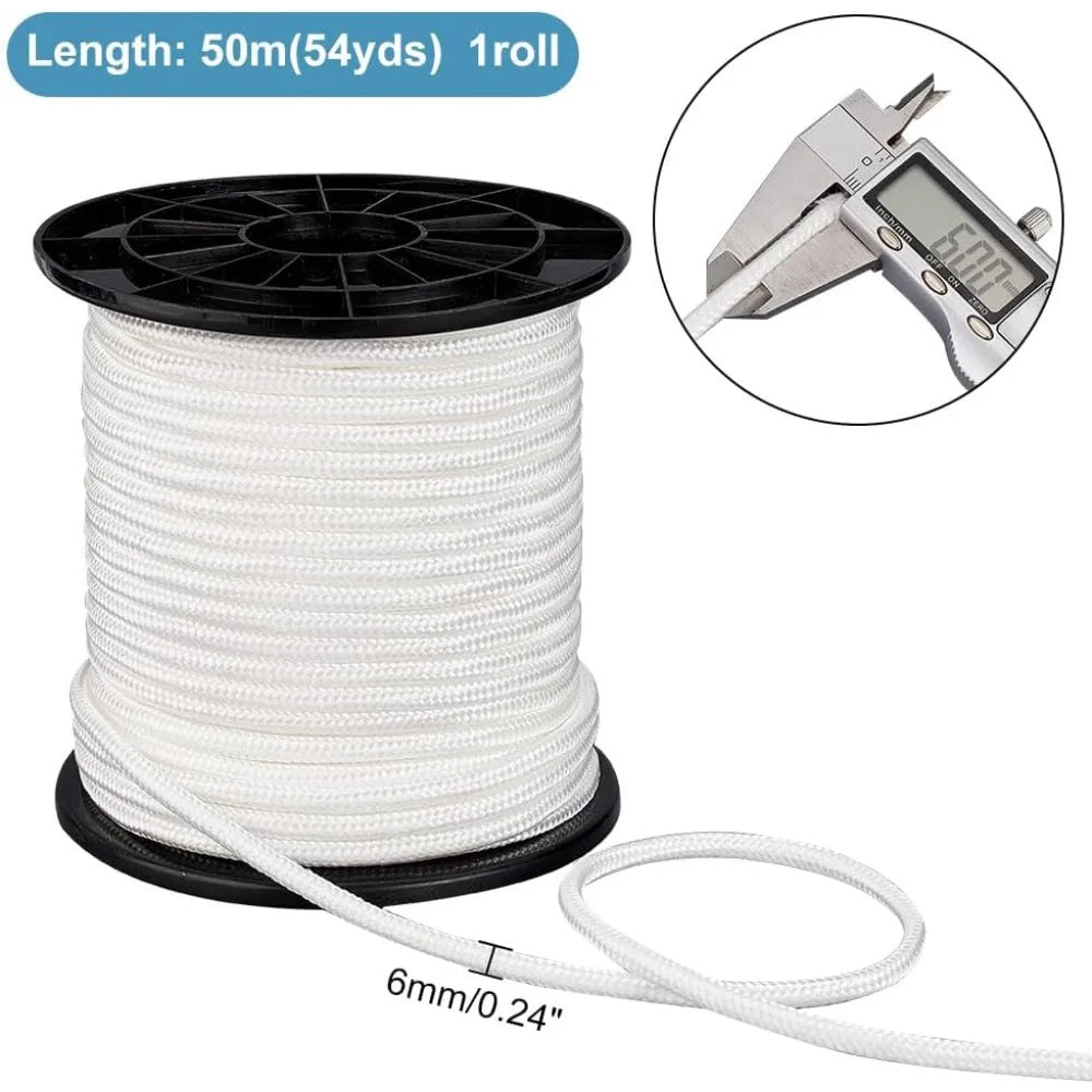 54 Yards 6mm Braided Nylon Rope – Paracord for Camping & DIY