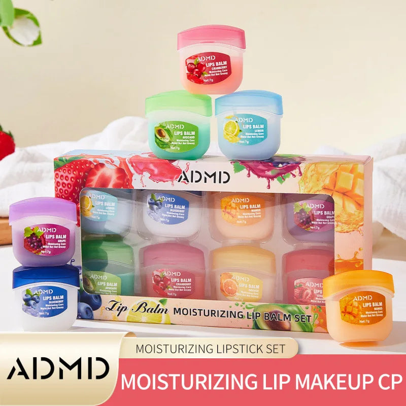 BIOAOUA 8-Pc Fruit Lip Balm Set – Moisturizing & Anti-Crack
